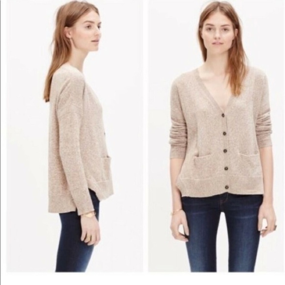 Madewell | tan landscape Button Cardigan XS